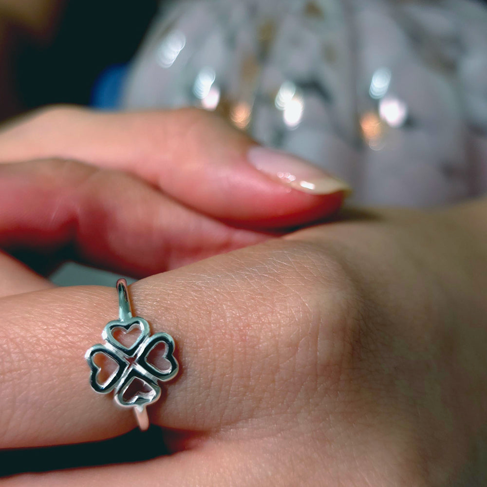 תלתן לב כסוף | טבעת כסף 925