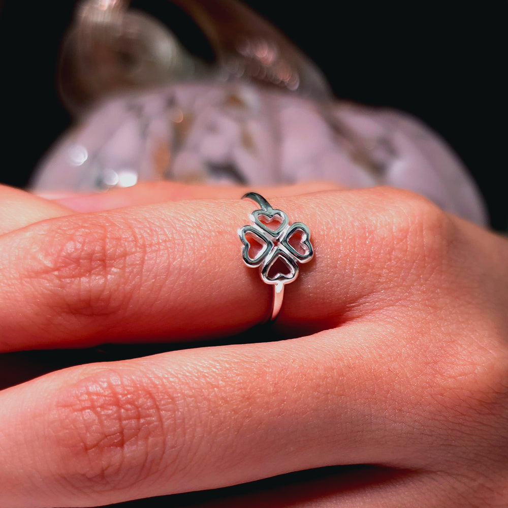 תלתן לב כסוף | טבעת כסף 925