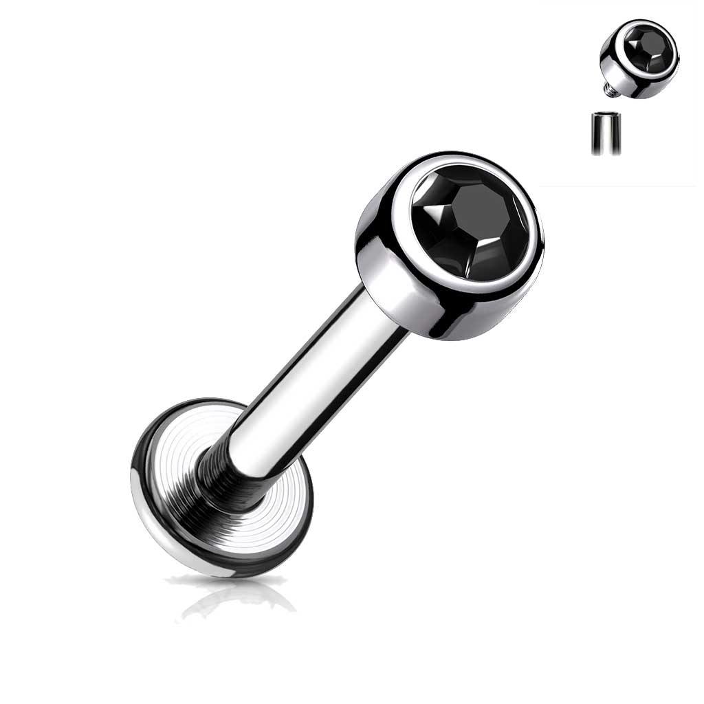 עגיל בלאק קריסטל - עגיל לברט עשוי טיטניום TITANIUM 6AL-4V-ELI ASTM F-136. העגיל בעיצוב עגיל לברט משובץ קריסטל עם הברגה פנימית. צבע -  שחור כסוף כהה מידה - מגיע בעובי של 1.2 מ"מ ובאורך 8 מ"מ קוטר סוגר - 3 מ"מ  העגיל מיועד בעיקר לאזורים הבאים: - פירסינג בשפה - פירסינג קונץ' - פירסינג הליקס - פירסינג טראגוס - כמובן שניתן לענוד את העגיל גם באזורים אחרים (: