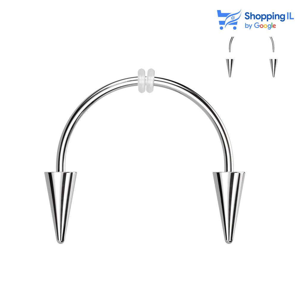 עגיל ניביי ערפד - סמיילי - עשוי מתכת רפואית העגיל מיועד לפירסינג סמיילי ונותן מראה של שיני ערפד מבצבצות . צבע - כסף, זהב מידה - מגיע בעובי 1.2 מ"מ | אורך המוט רחב 19 מ"מ | מידת הסוגרים הוא 4*9 מ"מ.  העגיל מיועד בעיקר לאזורים הבאים: - פירסינג סמיילי - כמובן שניתן לענוד את העגיל גם באזורים אחרים (: