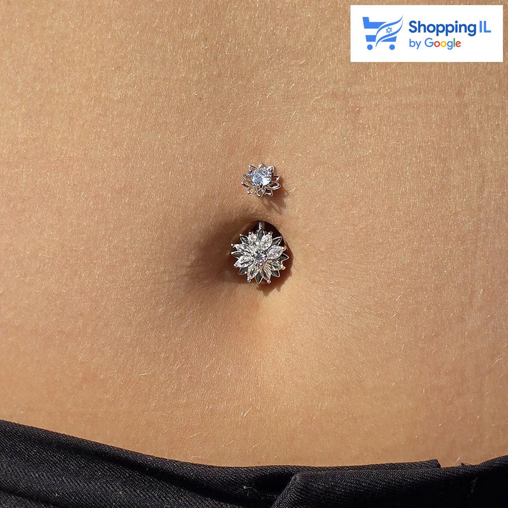 לוטוס | עגיל לטבור מצופה