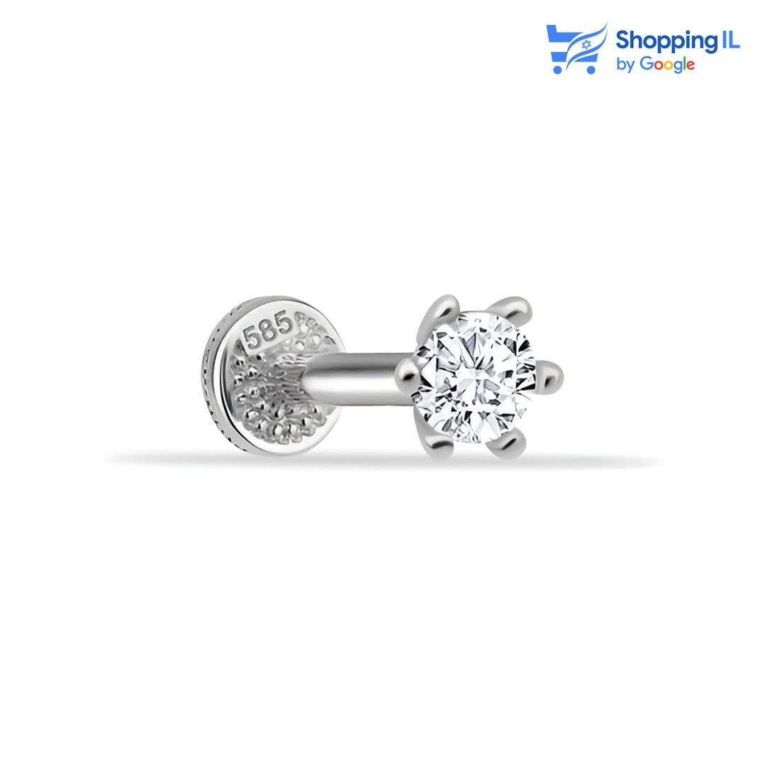 זירקון | עגיל זהב 14 קראט