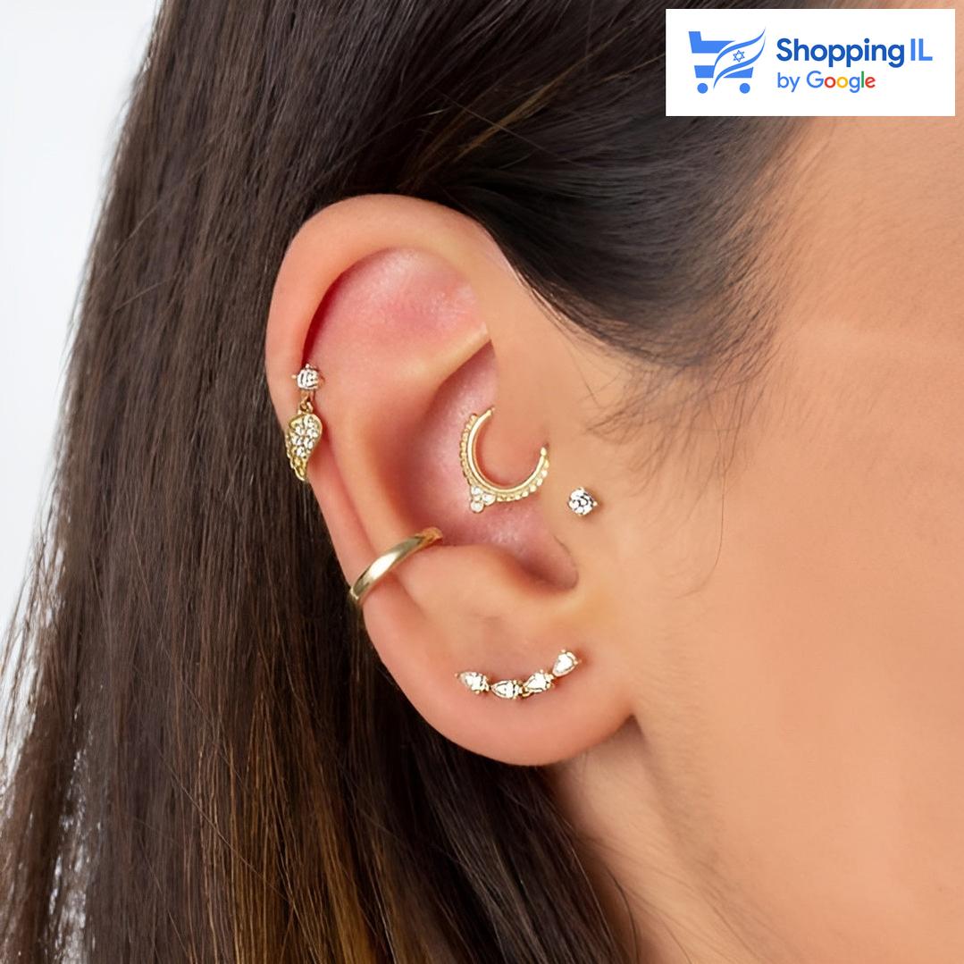 זירקון | עגיל זהב 14 קראט