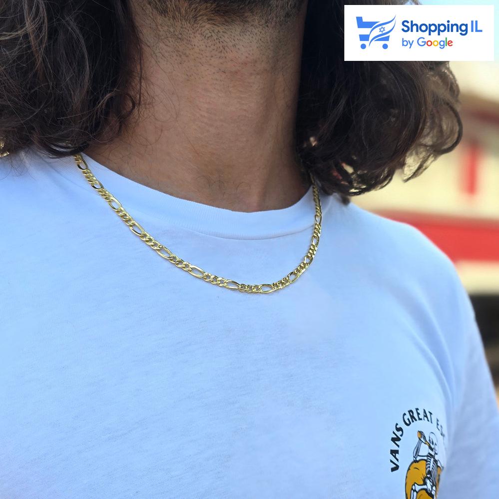 שרשרת פיגרו רחבה 5 מ"מ | כסף  925 מצופה זהב 18 קראט