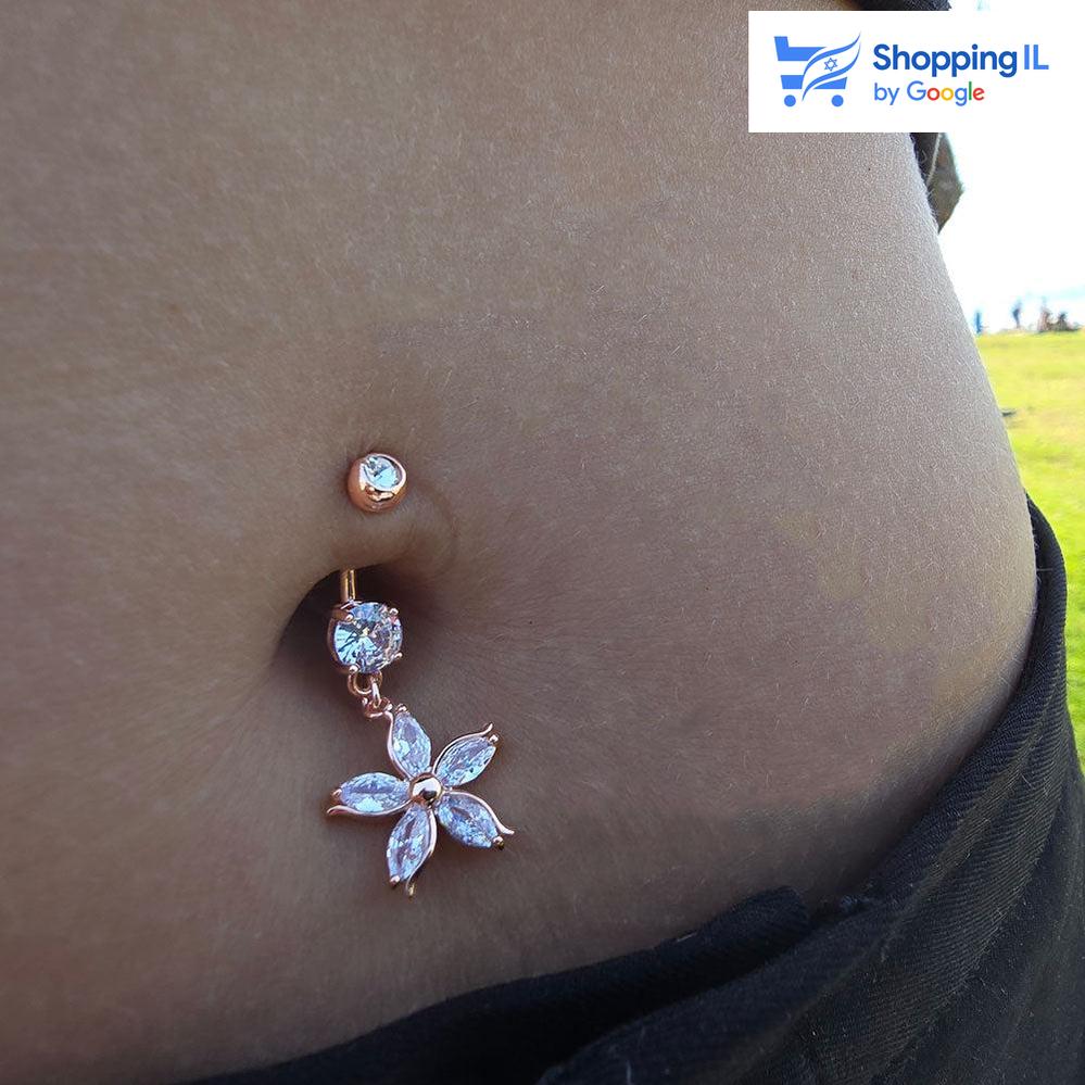 יסמין | עגיל לטבור מצופה זהב