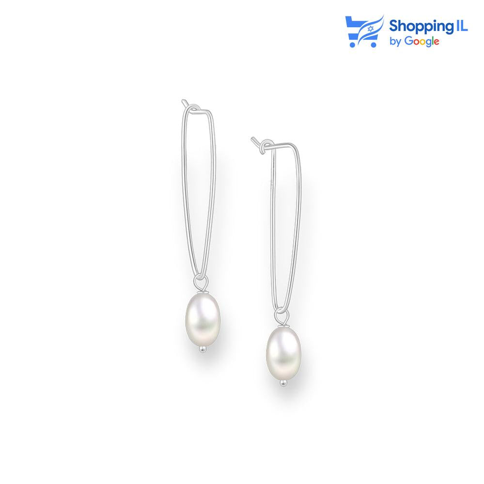 עגילי סיכת פנינה | עגילי כסף 925