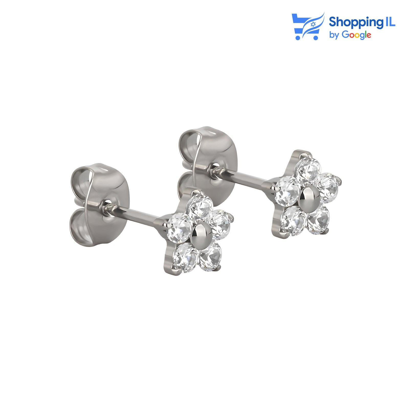 זוג עגילי פרח | טיטניום