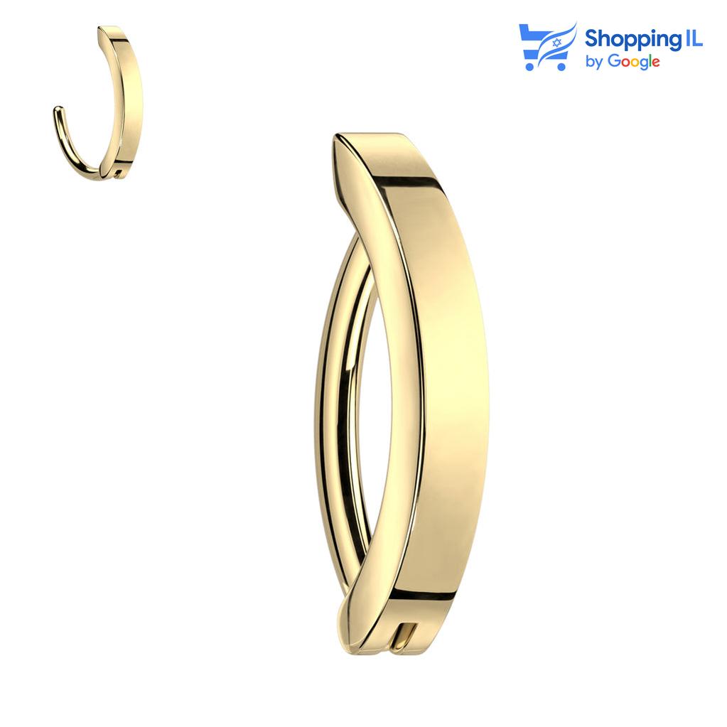 עגיל קליקר לטבור- חישוק עשוי מתכת רפואית העגיל בעיצוב חישוק קליקר מיועד לפירסינג בטבור. צבע - זהב, כסף מידה - מגיע בעובי של 1.6 מ"מ ובקוטר 10 מ"מ  העגיל מיועד בעיקר לאזורים הבאים: - פירסינג בטבור - כמובן שניתן לענוד את העגיל גם באזורים אחרים (: