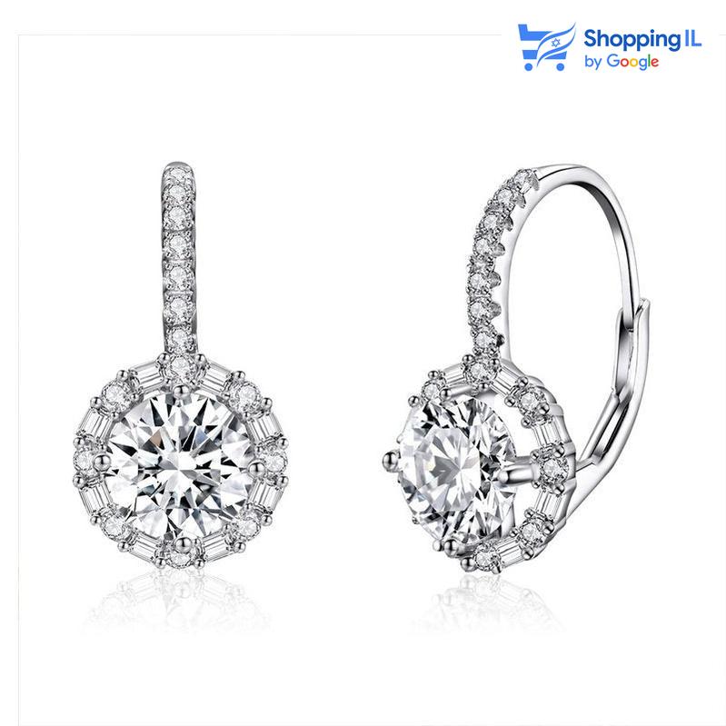 זוג עגילי ורוניקה- זוג עגילי חישוק עשויים כסף 925. עגילי חישוק המחוברים משובצים זירקונים קטנים וזירקון גדול במרכז. צבע - כסף  מידה - מגיע בעובי של 0.8 | היקף הזירקונים הוא 10 מ"מ.  העגילים מיועד בעיקר לאזורים הבאים: - עגילים בתנוך האוזן