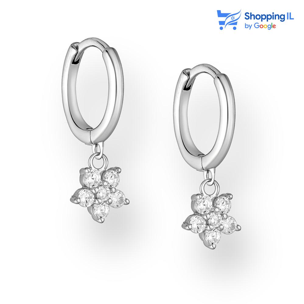 פרח קוטר 10 מ"מ | עגילי כסף 925