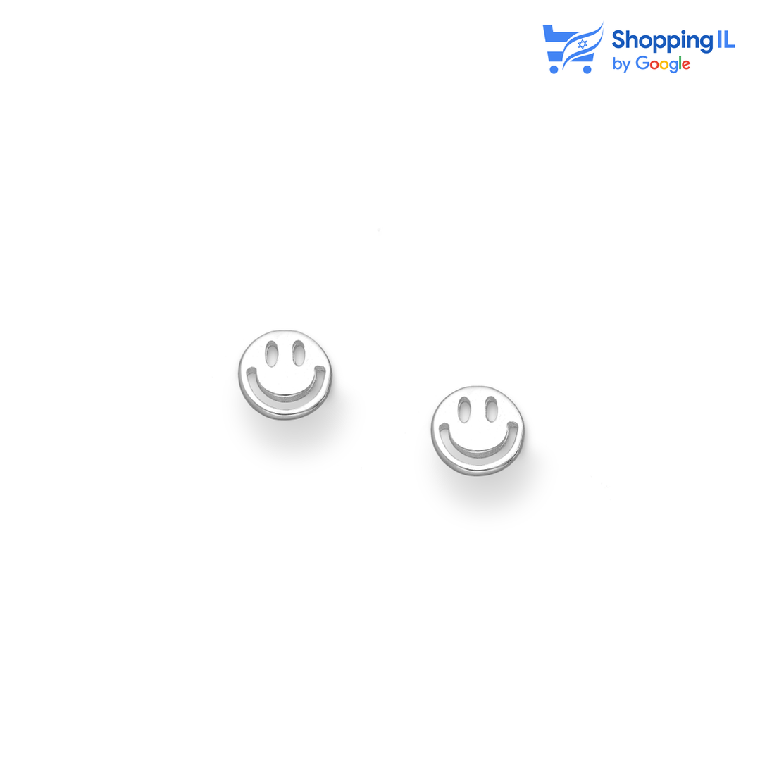 עגילי סמיילי - זוג עגילים צמודים עשויים כסף 925. העגילים בעיצוב סמיילי שמח!. צבע - כסף  מידה - מגיע בעובי מוט של 0.8 מ"מ קוטר 5.5 מ"מ.  העגיל מיועד בעיקר לאזורים הבאים: - עגילים בתנוך האוזן