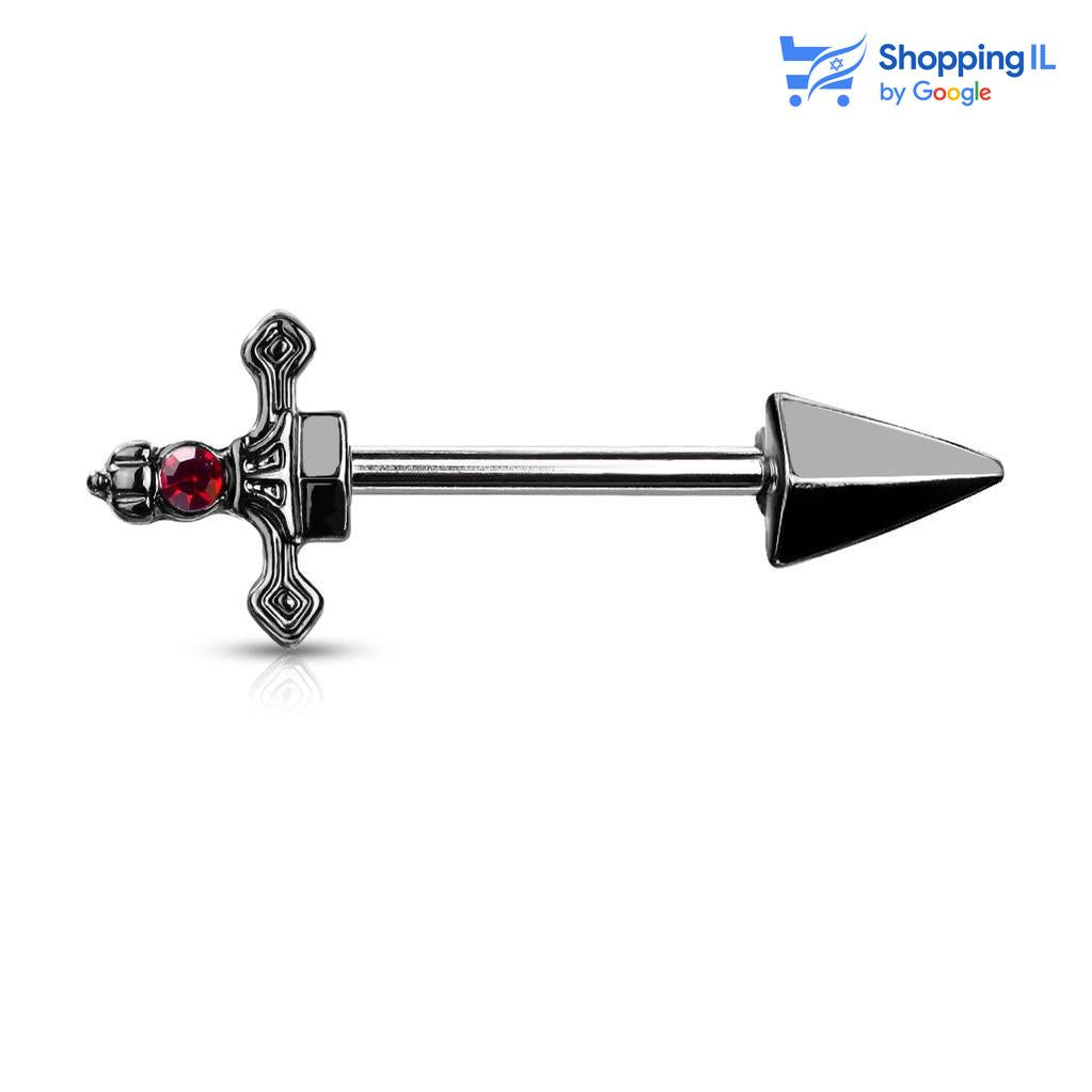 עגיל לפיטמה אקסקליבר - עשוי מתכת רפואית. העגיל בעיצוב חרב שחורה מימי הביניים עם קריסטל אדום . צבע -שחור מידה - מגיע בעובי 1.6 מ"מ ובאורך 14 מ"מ  העגיל מיועד בעיקר לאזורים הבאים: - פירסינג בפיטמה