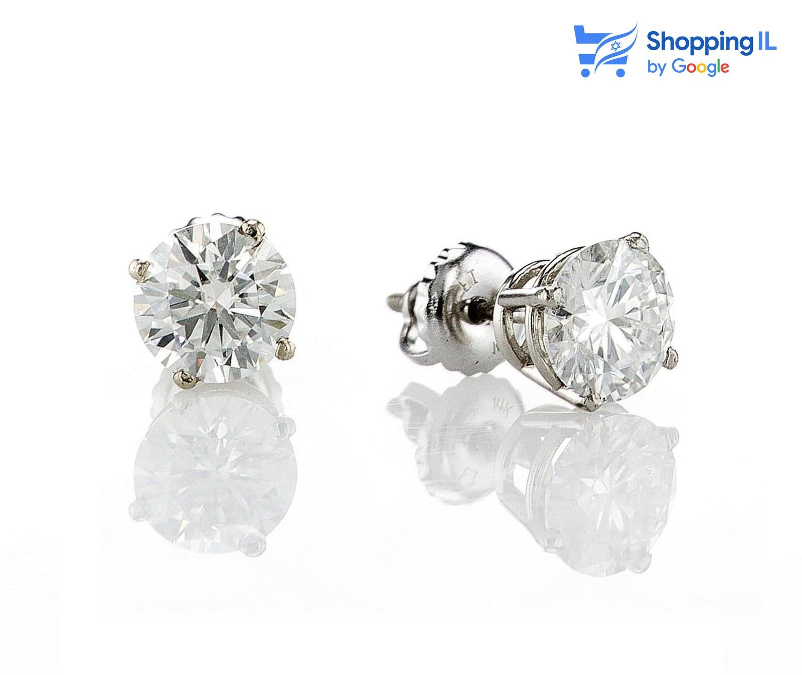 עגילי זהב 14 קראט & מאוסונייט | עגיל זהב 14 קראט