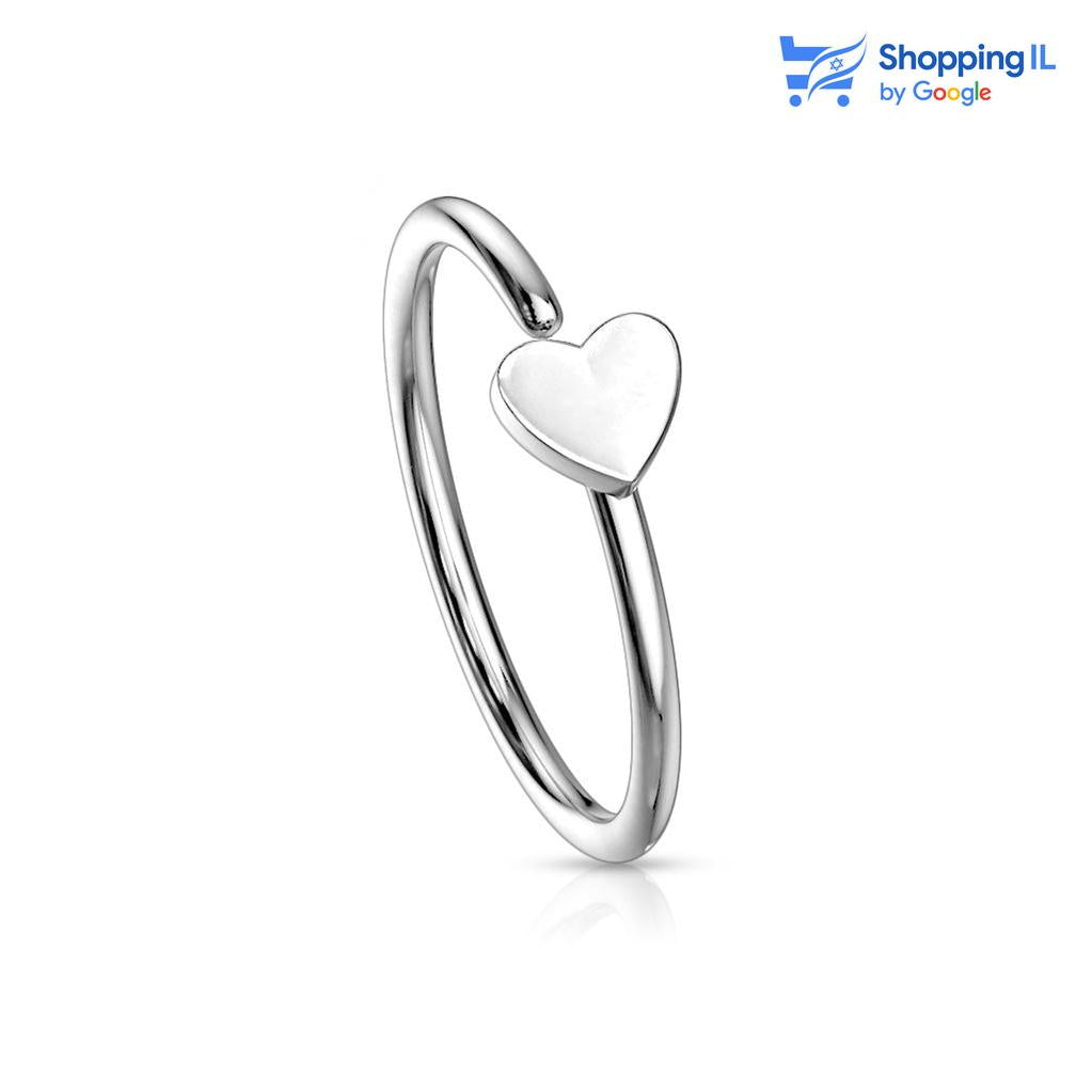 חישוק ברי - חישוק עשוי מתכת רפואית. העגיל בעיצוב חישוק נזם עם לב במרכז העגיל. צבע - כסף מידה - מגיע בעובי של 0.8  מ"מ ובקוטר 8 מ"מ מידת הלב - 2.5 מ"מ  העגיל מיועד בעיקר לאזורים הבאים: - נזם - הליקס שנעשה בעזרת אקדח - פירסינג רוק (דק) - כמובן שניתן לענוד את העגיל גם באזורים אחרים (: