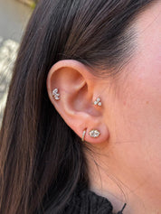 שילוב עגילי טיטניום וזהב Ear Styling פירסינג מקצועי בהוד השרון