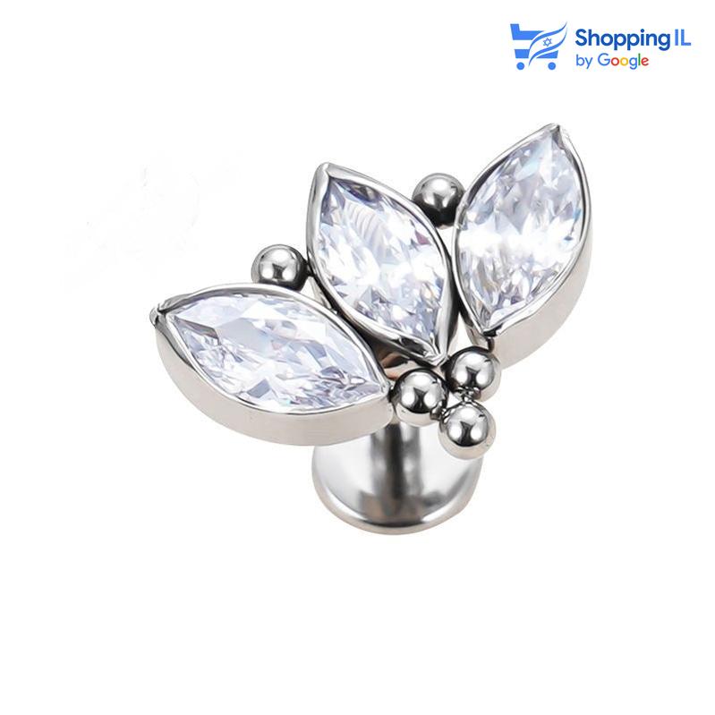 עגיל לוטוס זירוקנים | טיטניום