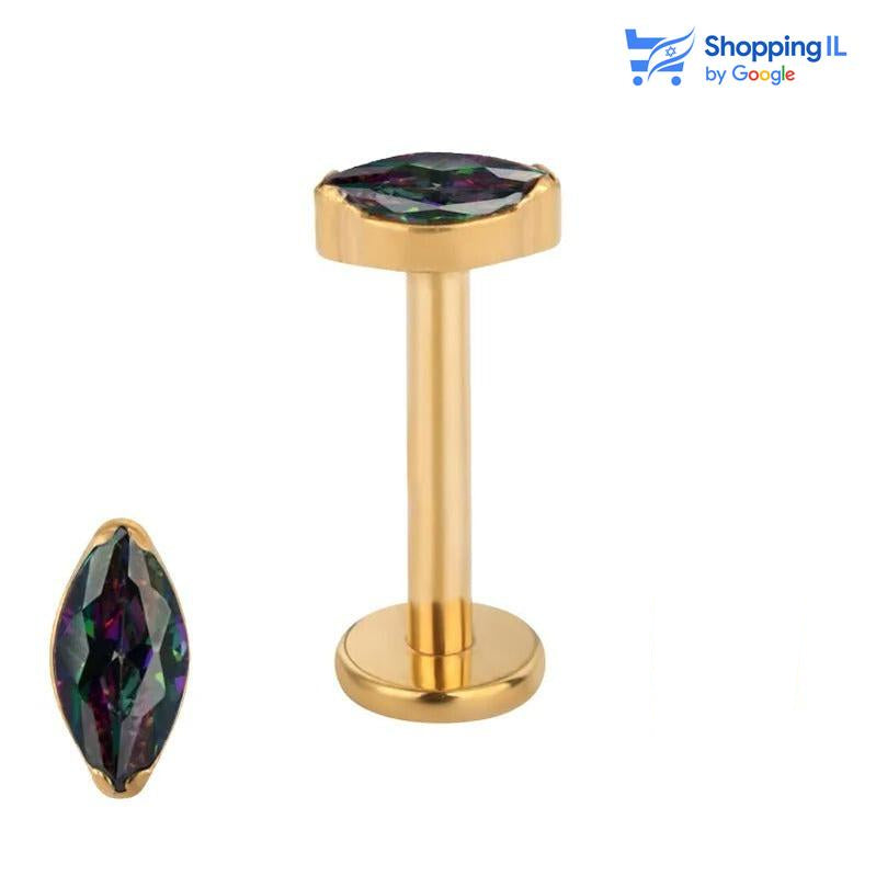 עגיל יין - עגיל לברט עשוי טיטניום עם הברגה פנימית TITANIUM 6AL-4V-ELI ASTM F-136. עגיל טיטניום בצבע זהב משובץ באבן קריסטל שחורה . צבע - זהב, שחור מידה - מגיע בעובי של 1.2 מ"מ ובאורך 8 מ"מ  העגיל מיועד בעיקר לאזורים הבאים: - פירסינג קונץ' - פירסינג פלאט - פירסינג בשפה (לברט, מדוזה וכו') - פירסינג הליקס - כמובן שניתן לענוד את העגיל גם באזורים אחרים (: