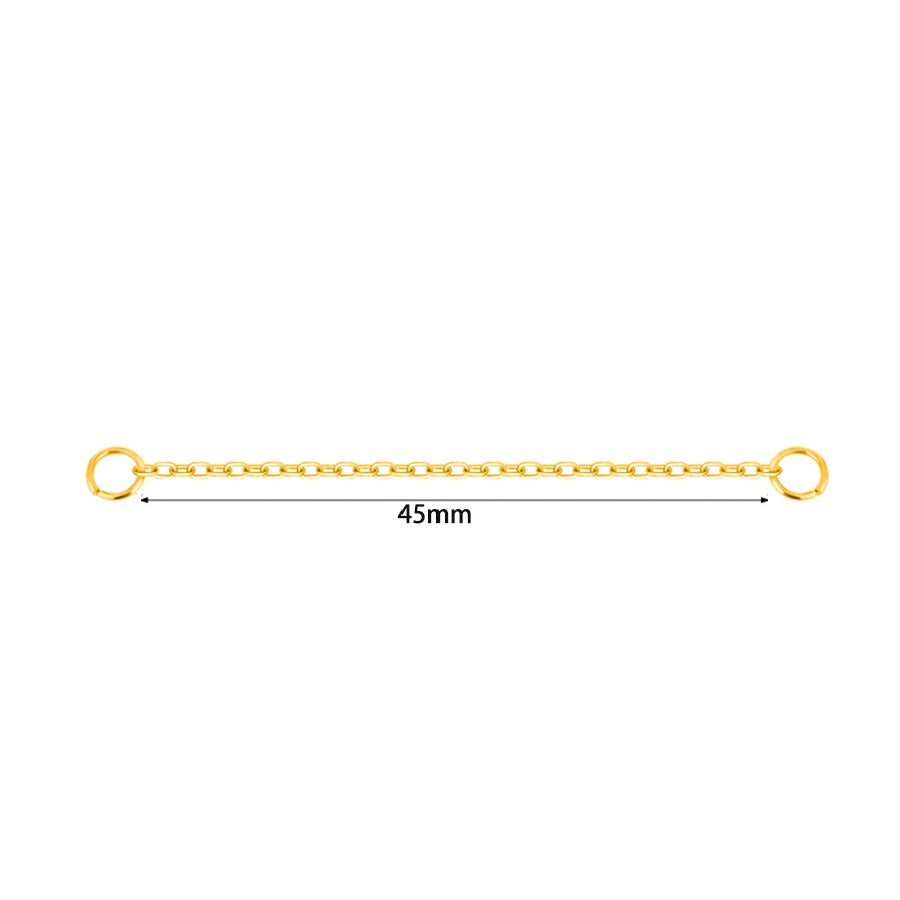 שרשרת זהב בודדת לפירסינג באורך 45 מ"מ לחיבור בין שני חורים באוזן הליקס תנוך ועוד