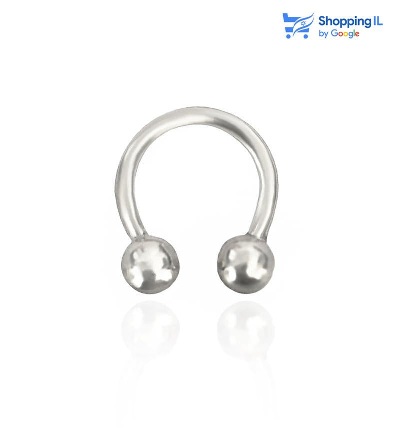 פרסה | עגיל זהב לבן 14 קראט