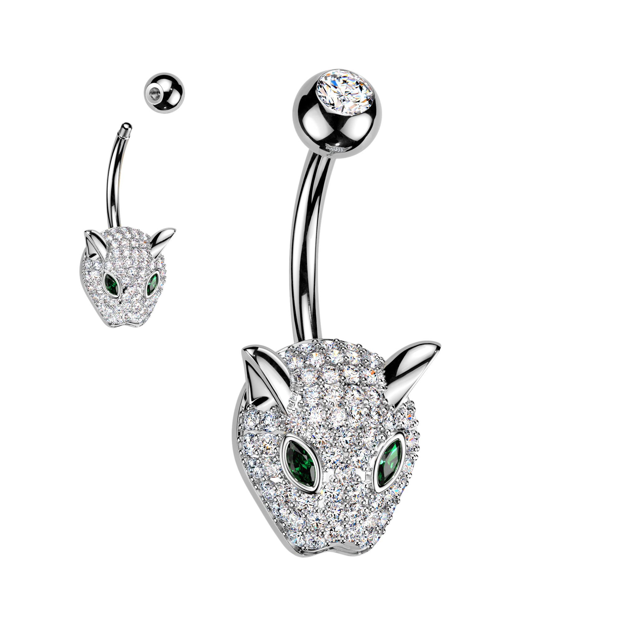 עגיל לטבור פנתר משובץ זירקונים | LABASS
