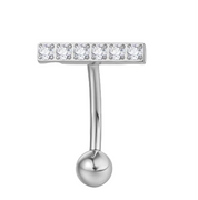 פס זירקונים| עגיל לטבור טיטניום