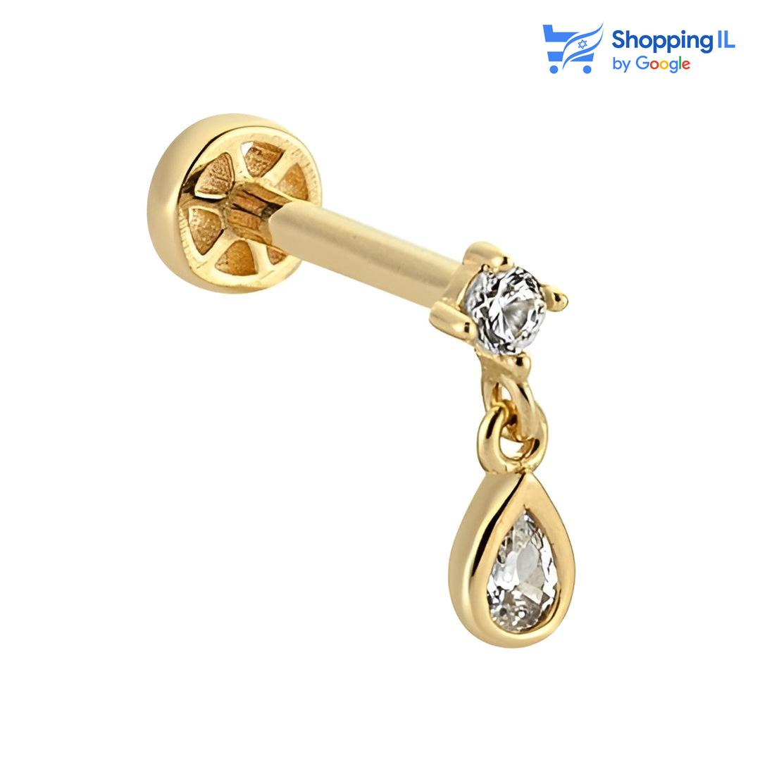 טיפה תלויה | עגיל זהב 14 קראט