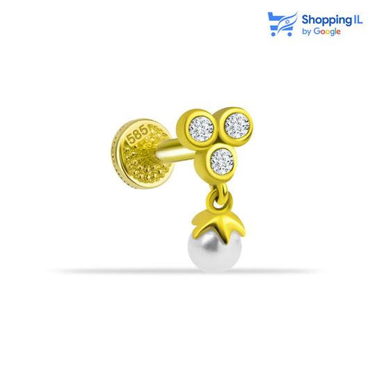 תליון קרייזי פרל | עגיל זהב 14 קראט