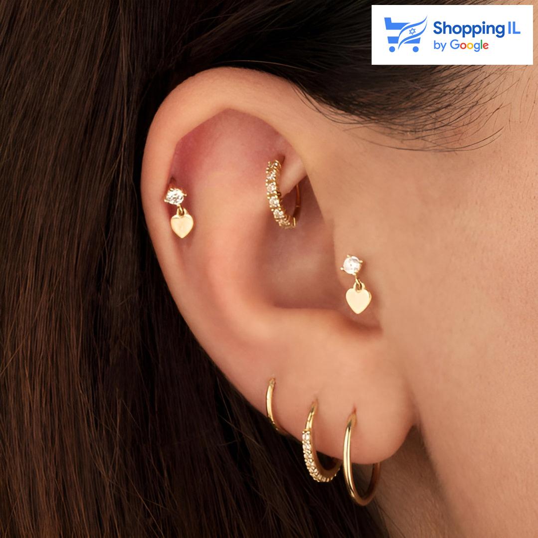 תליון לב זהב | עגיל זהב 14 קראט