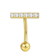 פס זירקונים| עגיל לטבור טיטניום