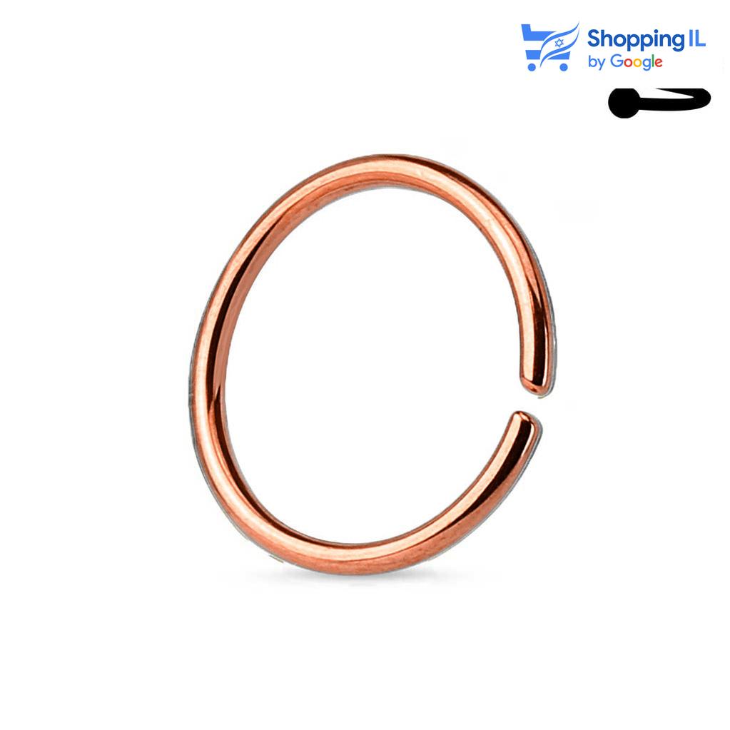 חישוק נזם קלאסי - עגיל חישוק פתוח עשוי מתכת רפואית, סגירת החישוק מתבצעת בעזרת כיפוף. העגיל בעיצוב נזם קלאסי. צבע - כסוף, זהב, שחור, רוז מידה - מגיע בעובי של 0.8/1 מ"מ ובקוטר 6/8 מ"מ  העגיל מיועד בעיקר לאזורים הבאים: - פירסינג נזם - הליקס שנעשה בעזרת אקדח - כמובן שניתן לענוד את העגיל גם באזורים אחרים (: