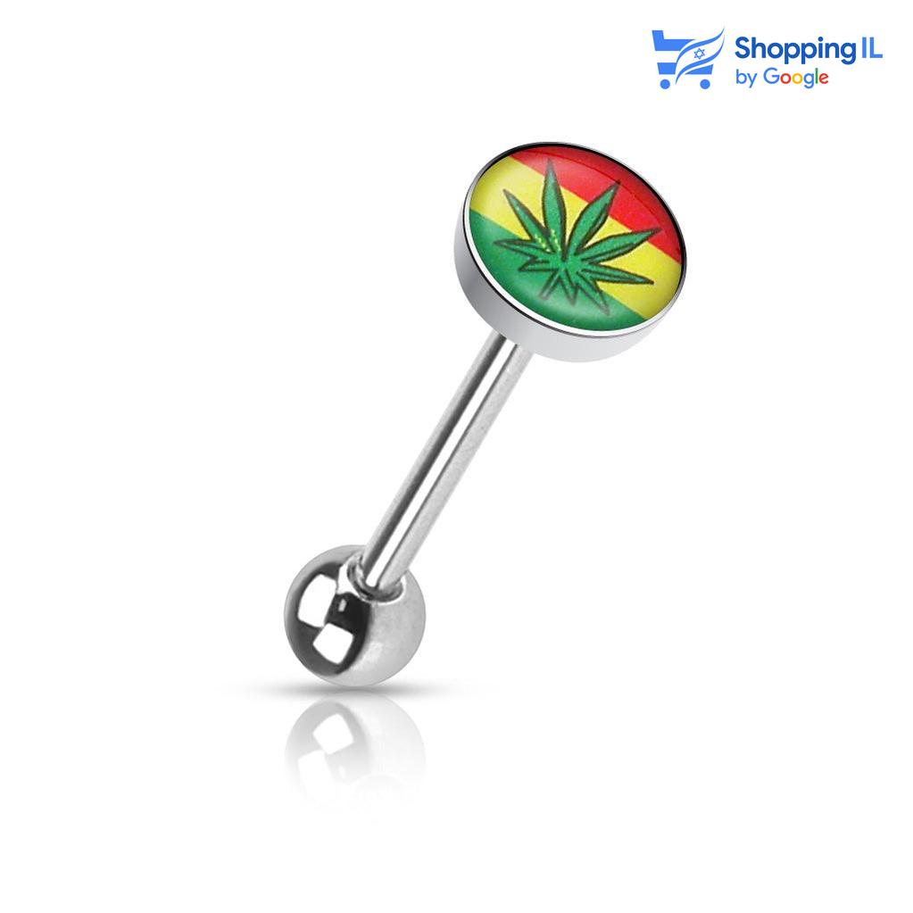 עגיל ללשון עלה של גראס- עשוי מתכת רפואית העגיל בעיצוב עלה ירוק של גראס. מידה - מגיע בעובי של 1.6 מ"מ ובאורך מוט 16 מ"מ. קוטר סוגרים - 7&5 מ"מ  העגיל מיועד בעיקר לאזורים הבאים: - פירסינג בלשון