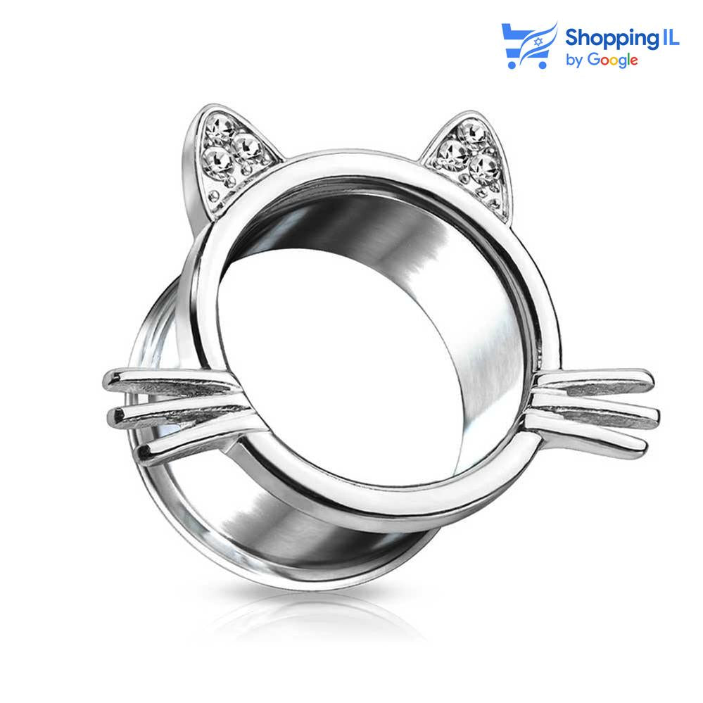 עגיל הרחבה עשוי מתכת רפואית בעיצוב הלו קיטי 12 מ"מ