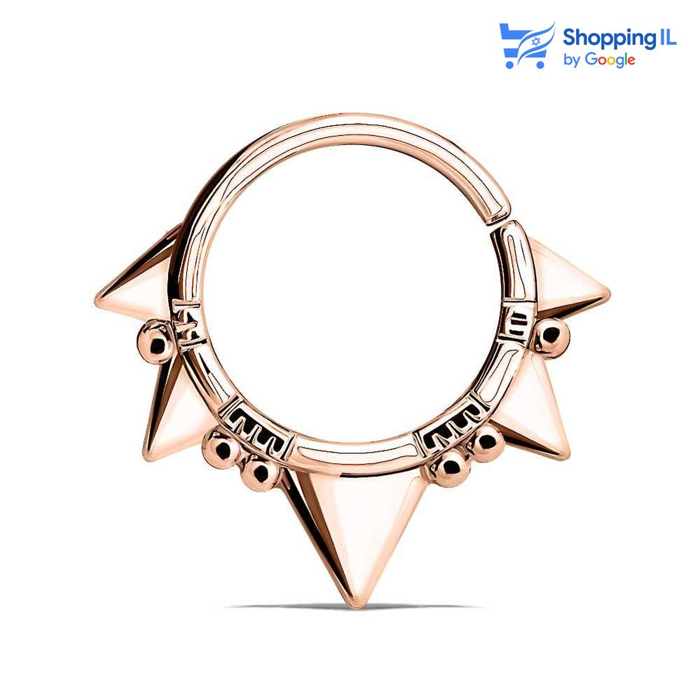 '- פירסינג ספטום - פירסינג דיית' - פירסינג בפיטמה חישוק שפיצים מצופה זהב רוז - Labass