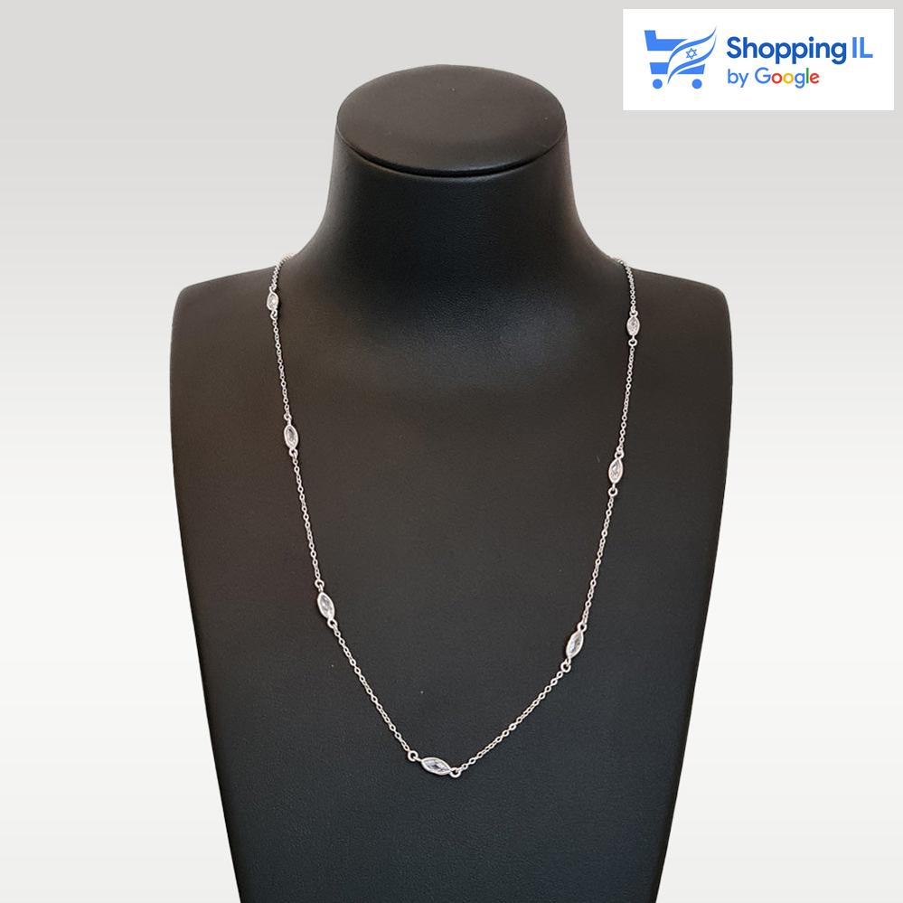 שרשרת מדלן  השרשרת עשויה כסף 925 בציפוי רודיום משובצת אבני זירקון   אורך שרשרת: 58 - 60 ס"מ