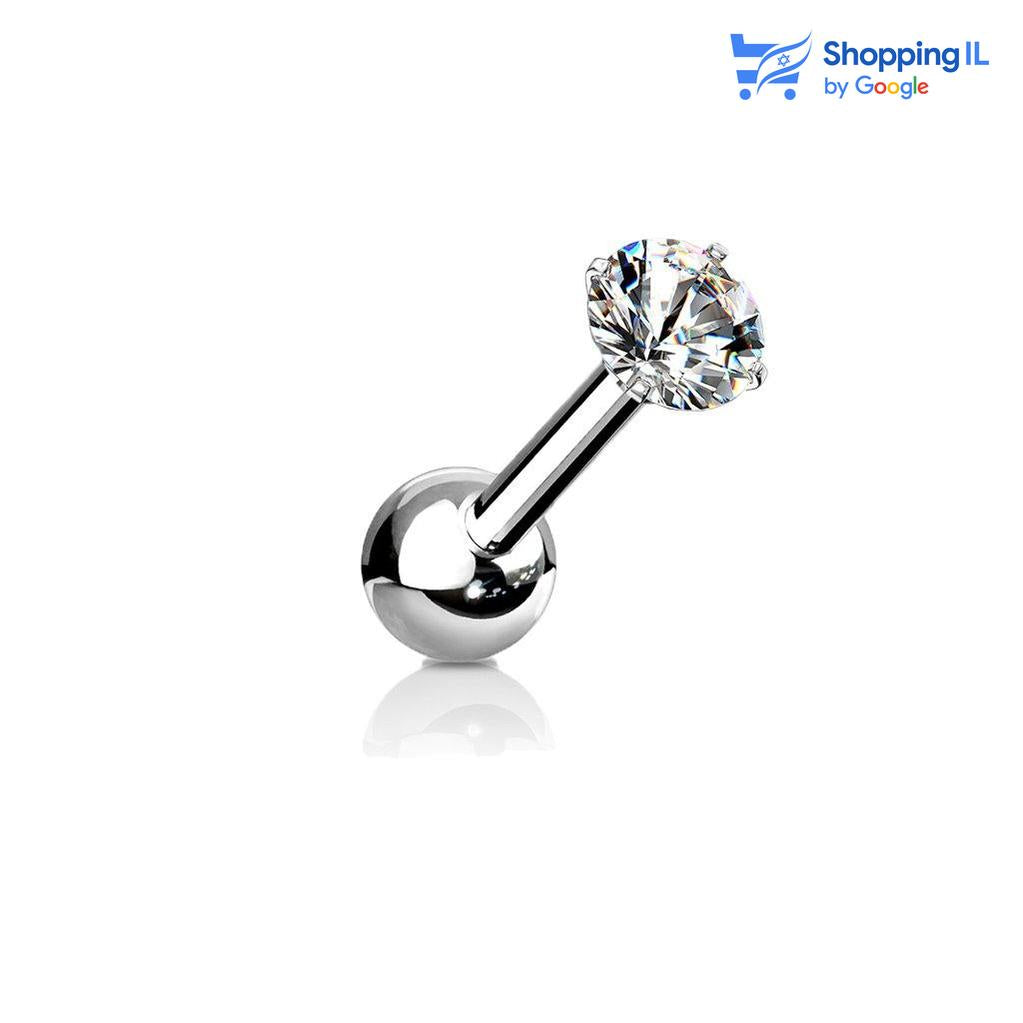 עגיל זירקון קטן - עשוי ממתכת רפואית. העגיל משובץ זירקון בגדלים שונים. צבע - כסוף מידה - מגיע בעובי של 1.2 מ"מ ובאורך 6 מ"מ  העגיל מיועד בעיקר לאזורים הבאים: - מתאים לתנוך כעגיל שני, שלישי, רביעי - פירסינג הליקס - פירסינג פלאט - פירסינג טראגוס - כמובן שניתן לענוד את העגיל גם באזורים אחרים (: