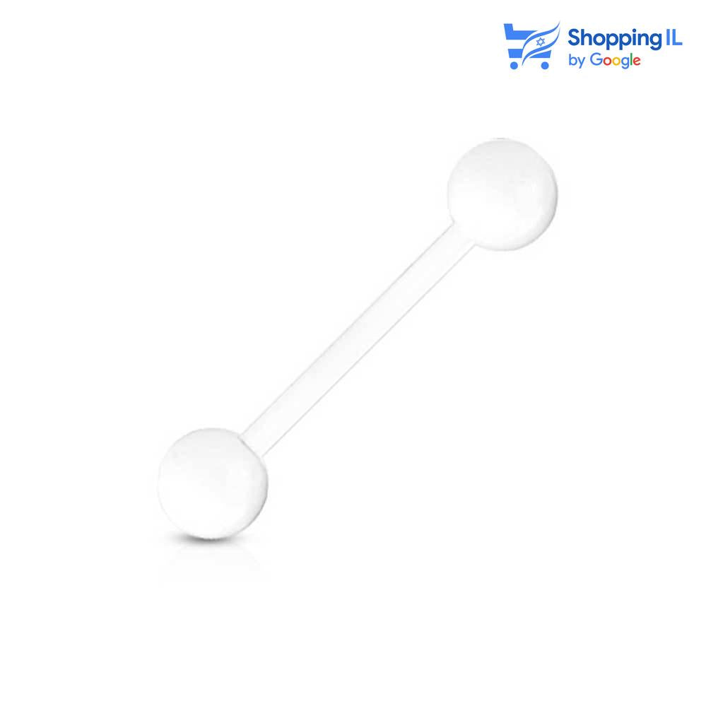 עגיל ללשון ביופלקס - עגילים עשויים ביופלקס עם גולות אקריל. העגיל בסגנון מוט גמיש. צבע - שחור, סגול, כחול, ורוד,לבן מידה - מגיע בעובי של 1.6 מ"מ ובאורך 16 מ"מ קוטר סוגרים - 6 מ"מ  העגיל מיועד בעיקר לאזורים הבאים: - פירסינג בלשון - כמובן שניתן לענוד את העגיל גם באזורים אחרים (: