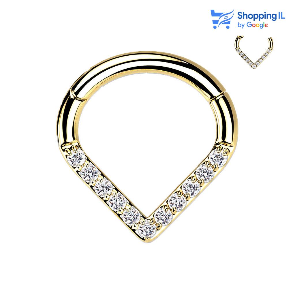 חישוק גריס- עגיל קליקר עשוי טיטניום. עגיל קליקר עשוי טיטניום בעיצוב טיפה הפוכה, משובצת באבני זירקון. צבע - כסף מידה - מגיע בעובי 1.2 מ"מ ובקוטר 8  העגיל מיועד בעיקר לאזורים הבאים: - פירסינג הליקס - פירסינג טראגוס - פירסינג ספטום - כמובן שניתן לענוד את העגיל גם באזורים אחרים (: