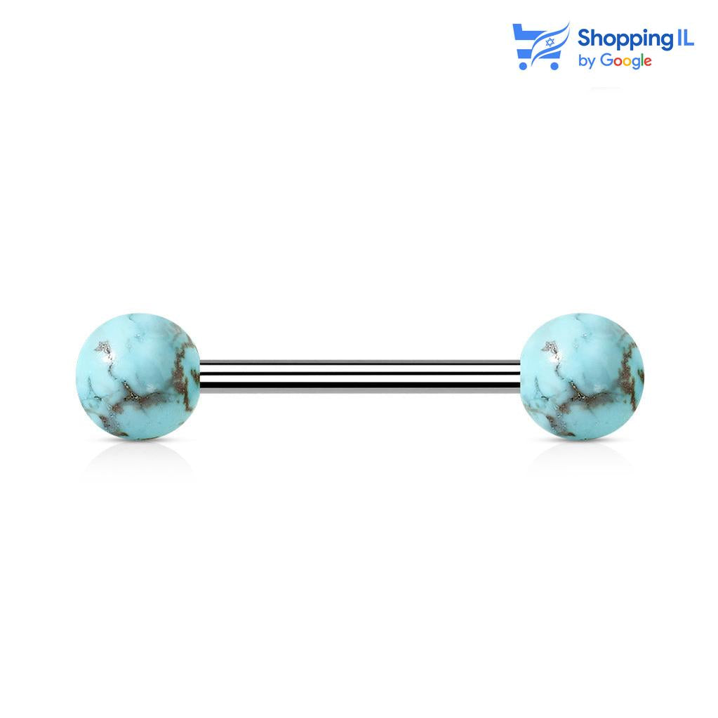 עגיל סטון - עשוי מתכת רפואית העגיל בעיצוב קלאסי של מוט ברבל עם אבן חצי יקרה כסוגר. מידה - מגיע בעובי של 1.6 מ"מ ובאורך מוט 12/16 מ"מ. קוטר סוגרים - 6 מ"מ  העגיל מיועד בעיקר לאזורים הבאים: - פירסינג בלשון - פירסינג בפיטמה - כמובן שניתן לענוד את העגיל גם באזורים אחרים (: