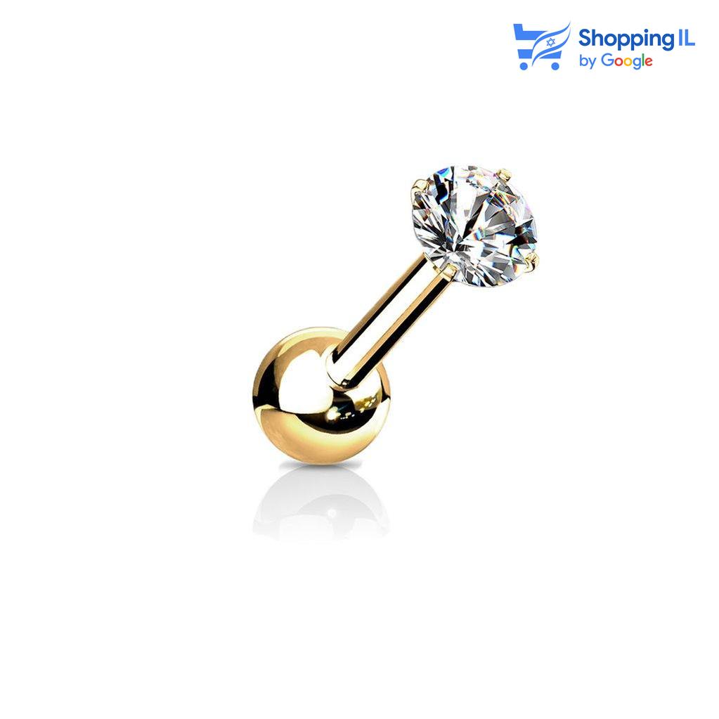 עגיל זירקון קטן - עשוי ממתכת רפואית בצבע זהב. העגיל משובץ זירקון בגדלים שונים. צבע - זהב מידה - מגיע בעובי של 1.2 מ"מ ובאורך 6 מ"מ  העגיל מיועד בעיקר לאזורים הבאים: - מתאים לתנוך כעגיל שני, שלישי, רביעי - פירסינג הליקס - פירסינג פלאט - פירסינג טראגוס - כמובן שניתן לענוד את העגיל גם באזורים אחרים (: