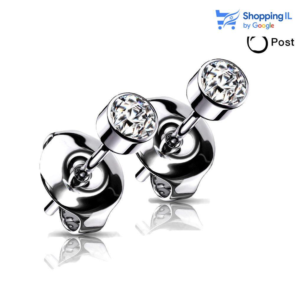 זוג עגילי באזל -  עשויים טיטניום TITANIUM 6AL-4V-ELI ASTM F-136. זוג עגילים צמודים בעיצוב קלאסי ובולט משובצים, אבן זירקון עגולה. צבע - כסוף כהה מידה - מגיע בעובי של 0.6 מ"מ קוטר זירקון 3/4  העגילים מיועדים בעיקר לאזורים הבאים: - עגיל בתנוך - כמובן שניתן לענוד את העגיל גם באזורים אחרים (: