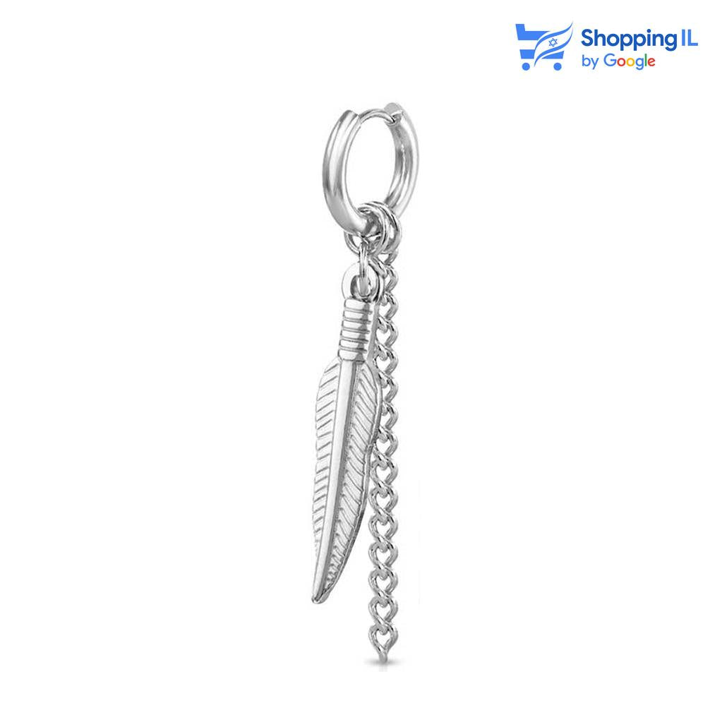 עגיל נוצה אינדיאנית - עשוי ממתכת רפואית. העגיל בעיצוב חישוק עם נוצה ושרשרת (ניתן להפריד את השרשרת או הנוצה מהעגיל ) צבע - כסוף, שחור, זהב מידה - מגיע בעובי של 1 מ"מ ובקוטר 8 מ"מ  שימו לב העגיל מגיע כעגיל בודד במידה ותרצו זוג עגילים אנא הוסיפו לעגלה 2 פריטים.  העגיל מיועד בעיקר לאזורים הבאים: - תנוך - הליקס - כמובן שניתן לענוד את העגיל גם באזורים אחרים (: