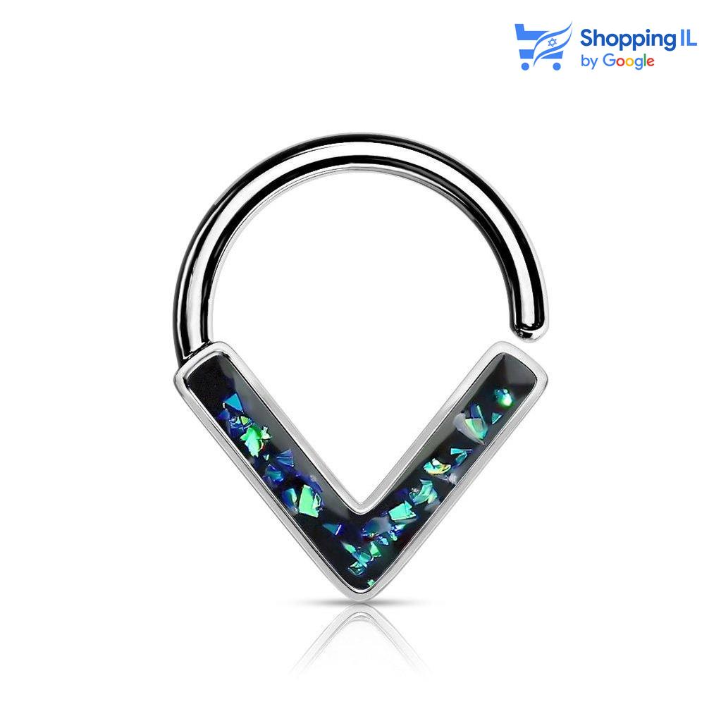 חישוק טיפת אופל - עגיל חישוק עשוי מתכת רפואית, סגירת החישוק מתבצעת בעזרת כיפוף. העגיל בעיצוב טיפה משובצת סט אופל. צבע - ירוק כהה, שחור לבן, זהב לבן., ורוד מידה - מגיע בעובי של 1.2 מ"מ ובקוטר 8 מ"מ  העגיל מיועד בעיקר לאזורים הבאים: - פירסינג ספטום - פירסינג דיית' - פירסינג הליקס - פירסינג טראגוס - כמובן שניתן לענוד את העגיל גם באזורים אחרים (: Labass