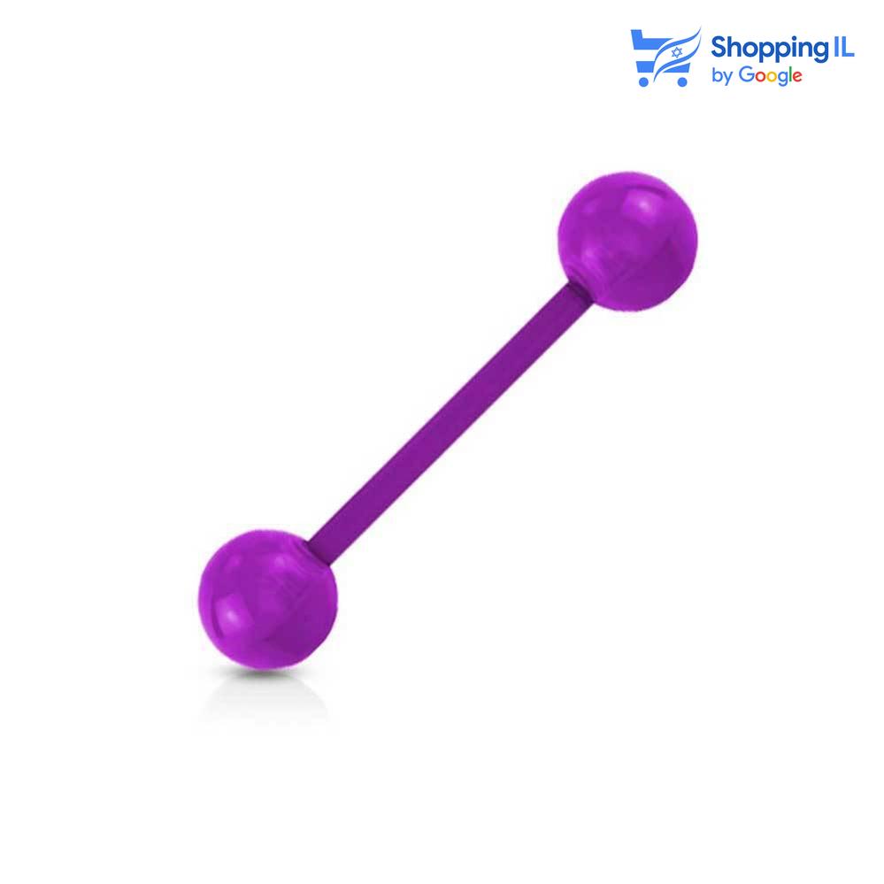 עגיל ללשון ביופלקס - עגילים עשויים ביופלקס עם גולות אקריל. העגיל בסגנון מוט גמיש. צבע - שחור, סגול, כחול, ורוד,לבן מידה - מגיע בעובי של 1.6 מ"מ ובאורך 16 מ"מ קוטר סוגרים - 6 מ"מ  העגיל מיועד בעיקר לאזורים הבאים: - פירסינג בלשון - כמובן שניתן לענוד את העגיל גם באזורים אחרים (: