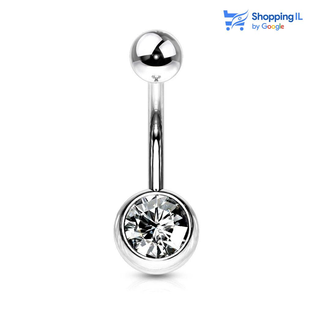 עגיל לטבור זירקוניה-  עשוי מתכת רפואית. העגיל בעיצוב עגיל בננה קלאסי משובץ באבן זירקון. צבע - כסוף מידה - מגיע בעובי של 1.6 מ"מ ובאורך 10 מ"מ  העגיל מיועד בעיקר לאזורים הבאים: - פירסינג בטבור