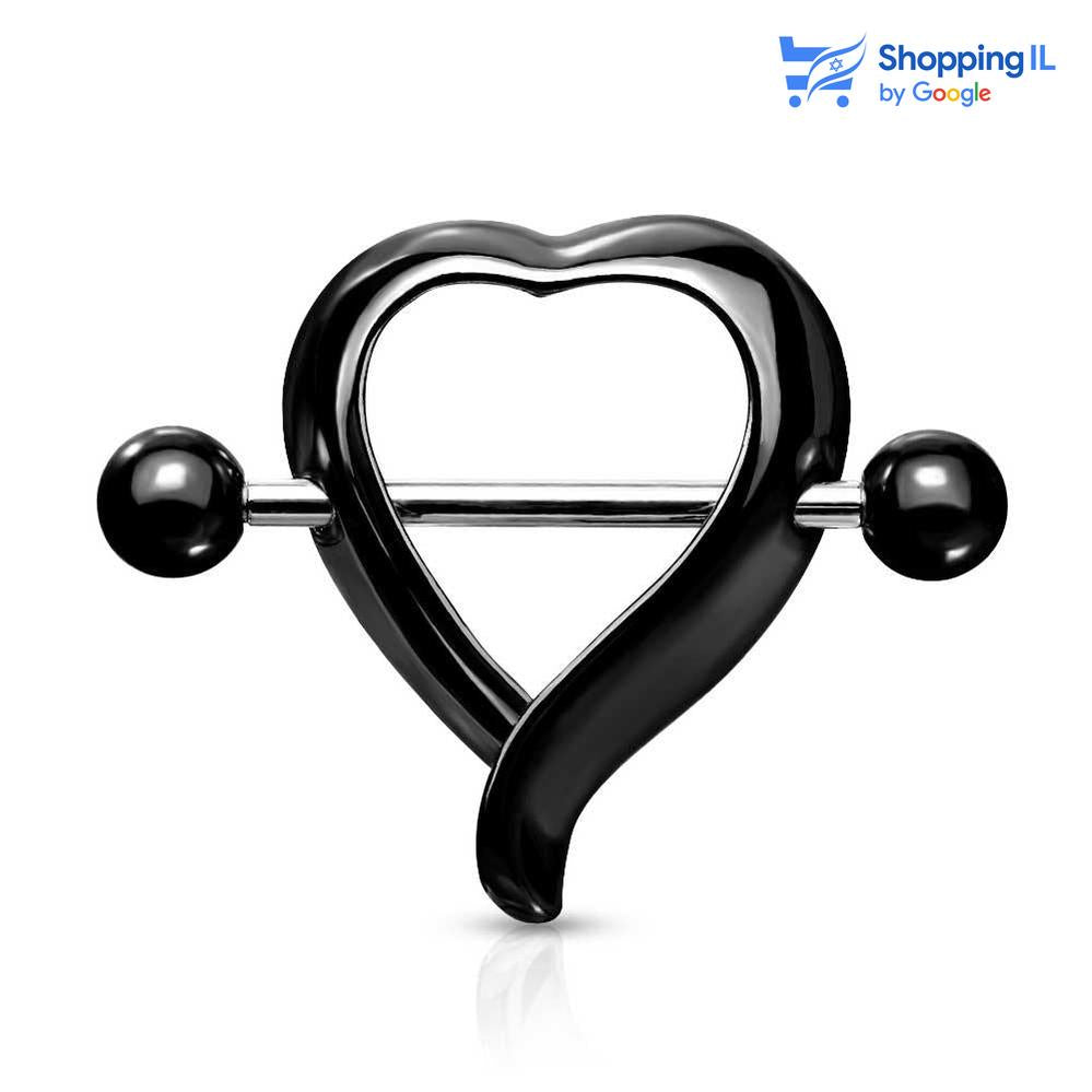 לב - Labass עגיל לפיטמה - עגיל בפיטמה - פירסינג בפיטמה - עגיל בפטמה