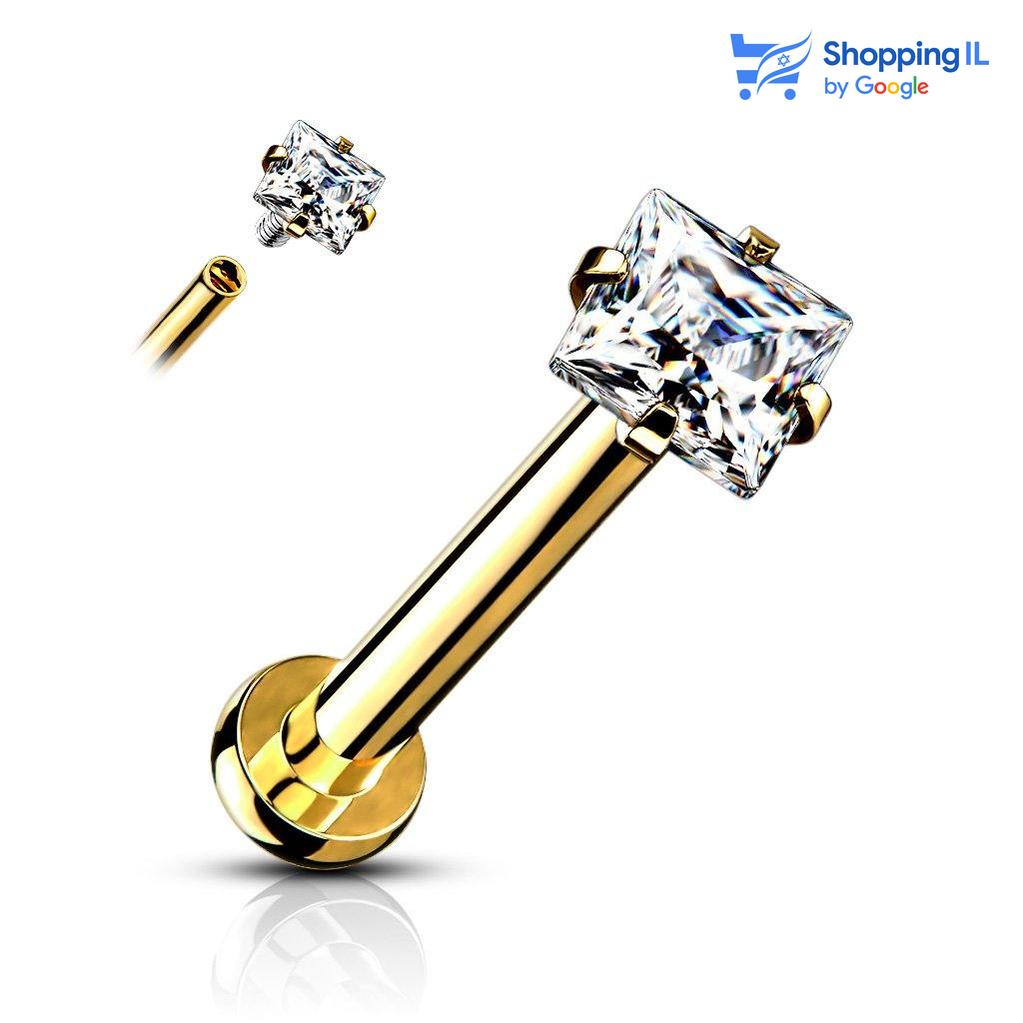 8 מ"מ  - זירקון בגודל 2.5 מ"מ  העגיל מיועד בעיקר לאזורים הבאים: - פירסינג בשפה - פירסינג קונץ' - פירסינג הליקס - פירסינג טראגוס - כמובן שניתן לענוד את העגיל גם באזורים אחרים (: