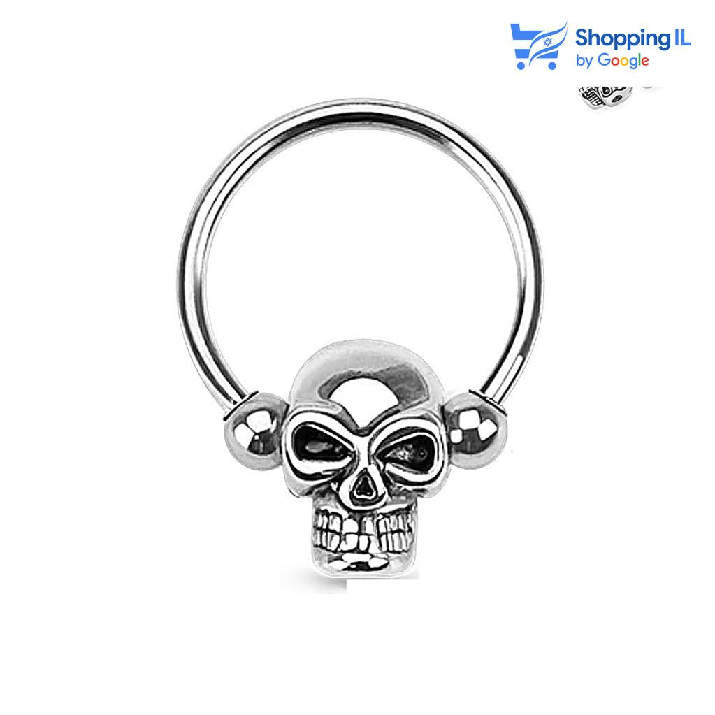 עגיל The Reaper- עגיל לחץ עשוי מתכת רפואית. העגיל בעיצוב חישוק לחץ עם סוגר גולגולת. צבע - כסוף מידה - מגיע בעובי 1.2/1.6 מ"מ ובאורך 12 מ"מ  העגיל מיועד בעיקר לאזורים הבאים: - פירסינג בפיטמה