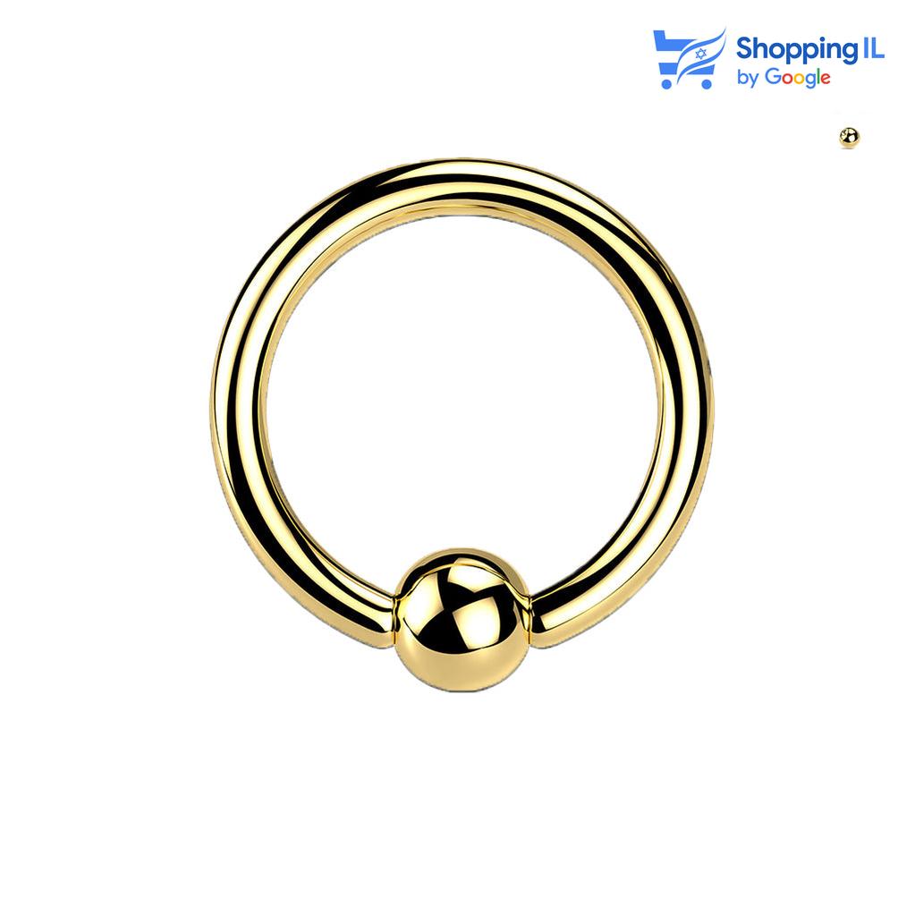 חישוק לחץ טיטניום- עגיל לחץ עשוי טיטניום TITANIUM 6AL-4V-ELI ASTM F-136. עגיל לחץ קלאסי. צבע - זהב, שחור בציפוי PVD. מידה - מגיע בעובי של 0.8 /1.2 מ"מ ובקוטר 8/10 מ"מ. קוטר סוגר - 3 מ"מ