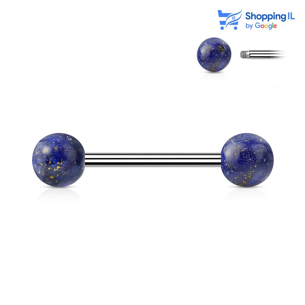 עגיל סטון - עשוי מתכת רפואית העגיל בעיצוב קלאסי של מוט ברבל עם אבן חצי יקרה כסוגר. מידה - מגיע בעובי של 1.6 מ"מ ובאורך מוט 12/16 מ"מ. קוטר סוגרים - 6 מ"מ  העגיל מיועד בעיקר לאזורים הבאים: - פירסינג בלשון - פירסינג בפיטמה - כמובן שניתן לענוד את העגיל גם באזורים אחרים (: