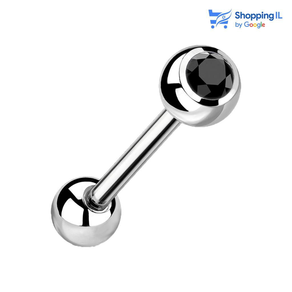 עגיל ללשון Black eye - עגיל ללשון עשוי טיטניום TITANIUM 6AL-4V-ELI ASTM F-136. העגיל בעיצוב קלאסי של מוט ברבל עם אבן זירקון שחורה. צבע - כסוף כהה עם אבן שחורה מידה - מגיע בעובי של 1.6 מ"מ ובאורך 16 מ"מ קוטר סוגרים - 5 מ"מ  העגיל מיועד בעיקר לאזורים הבאים: - פירסינג בלשון - כמובן שניתן לענוד את העגיל גם באזורים אחרים (: